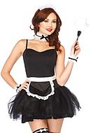 French maid, costume dress, ruffle trim, apron